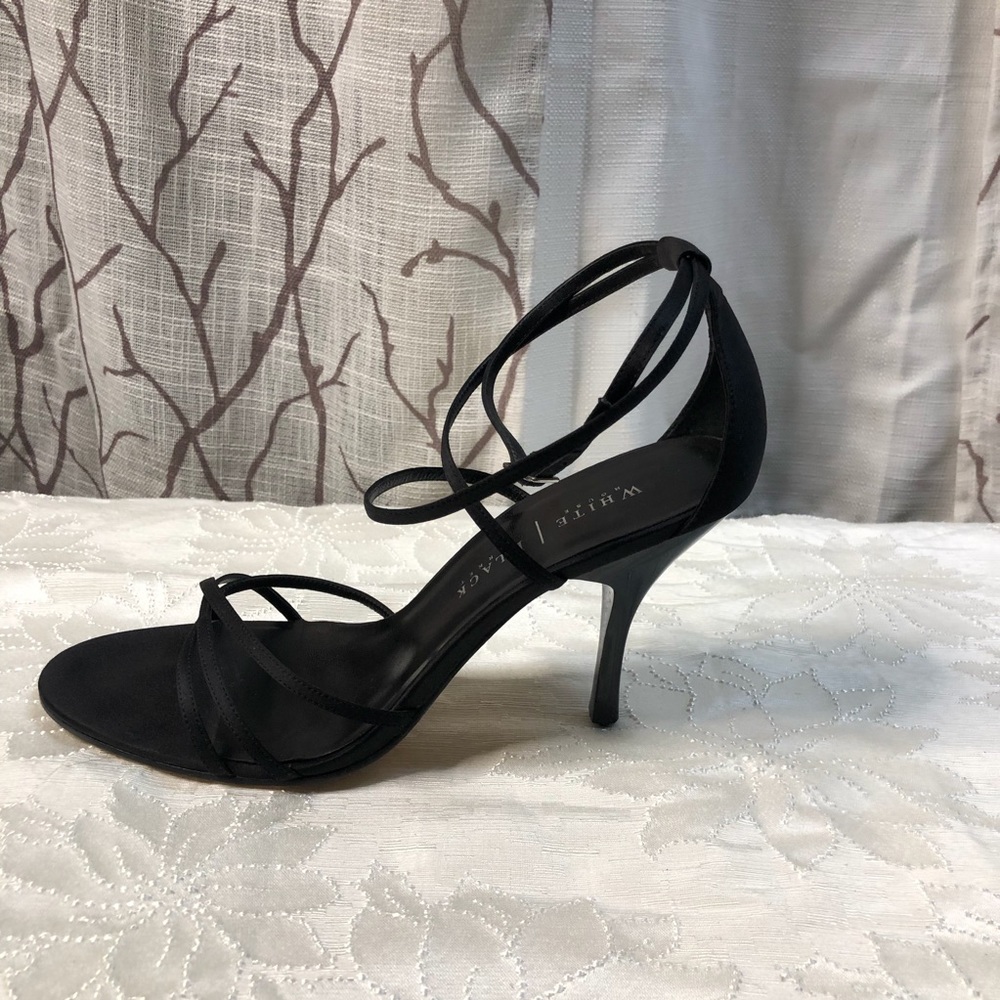 White House Black Market, size 10,  black patent leather strapped heel.